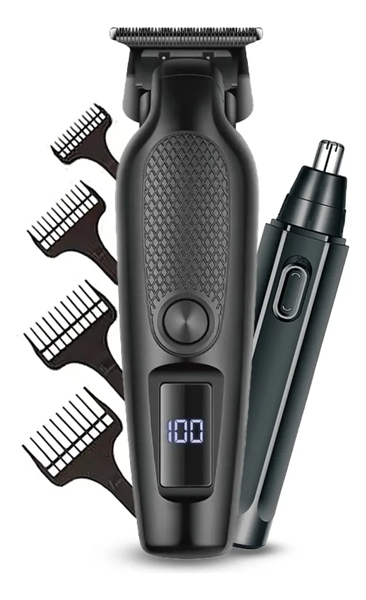 Máquina De Corte Acabamento Com Visor Led Profissional + Brinde Cabelo Pelo Barbear Trimmer