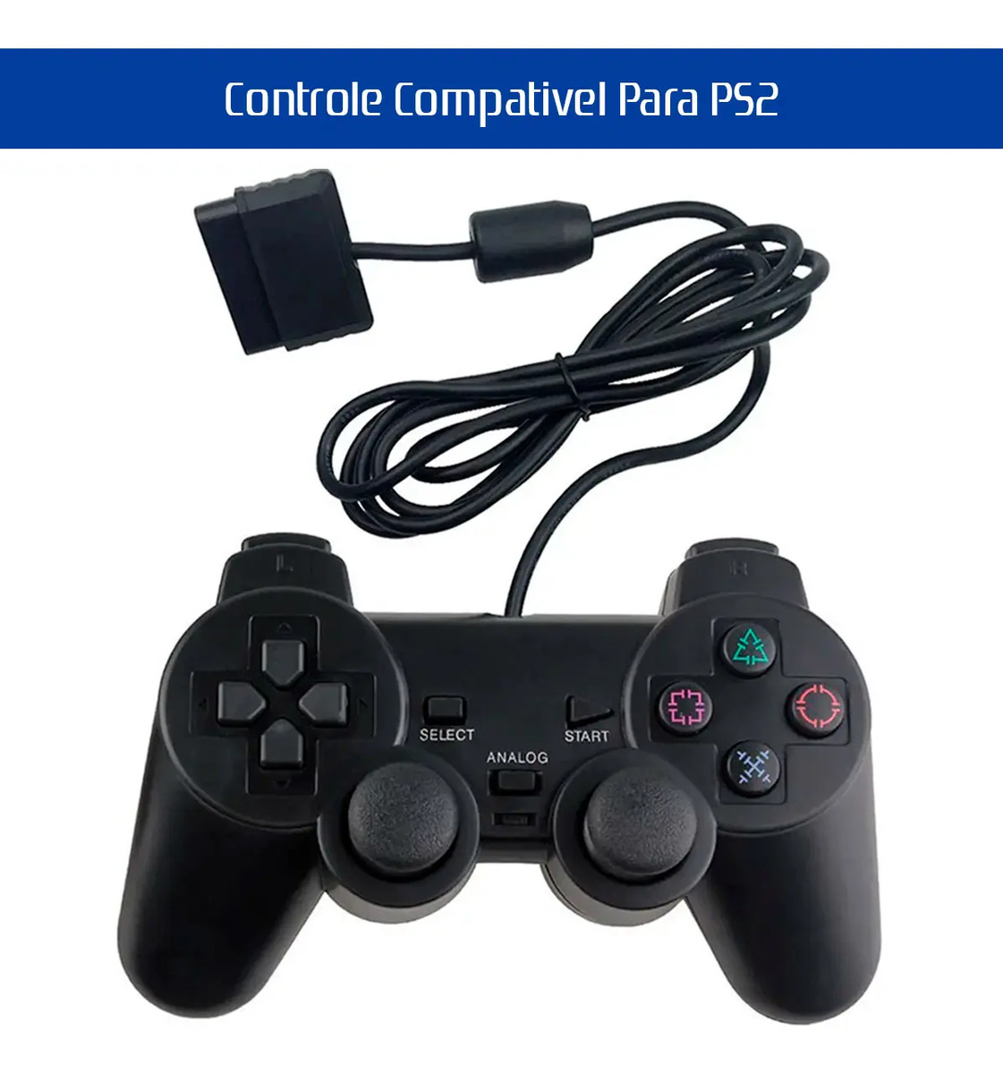 Console PS2 Slim preto com cabos, controle e memory card (recondicionado)