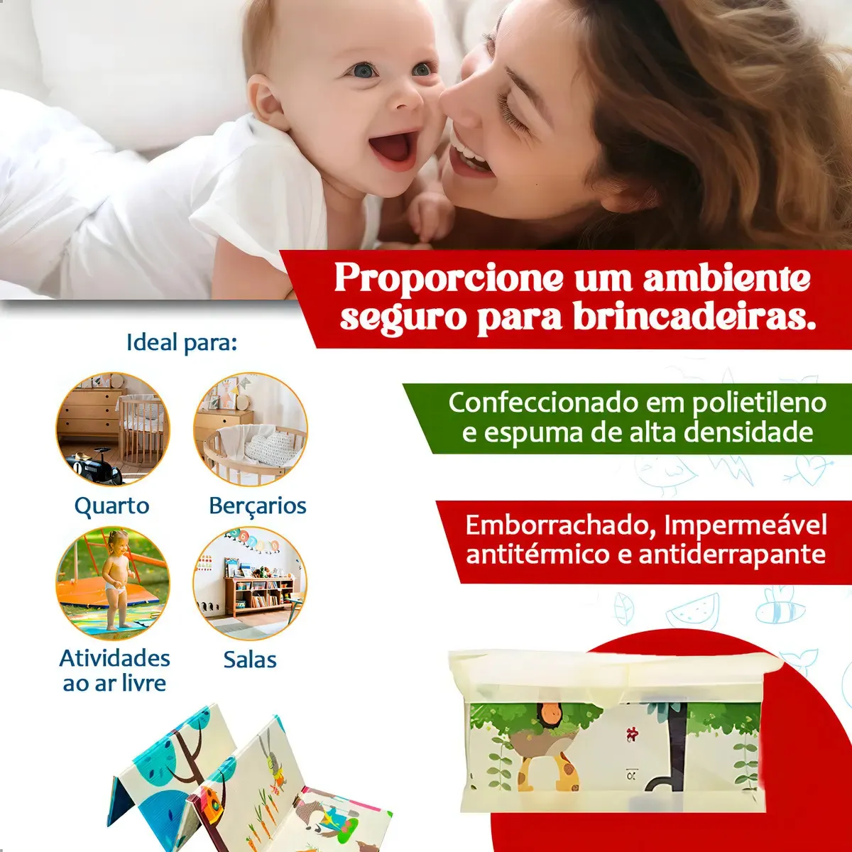 Tapete de Atividades para Bebê Mino Mund Kids Tatame Infantil Dobrável Dupla Face XPE 8mm 180x120cm Estampa Sortida — imagem 10