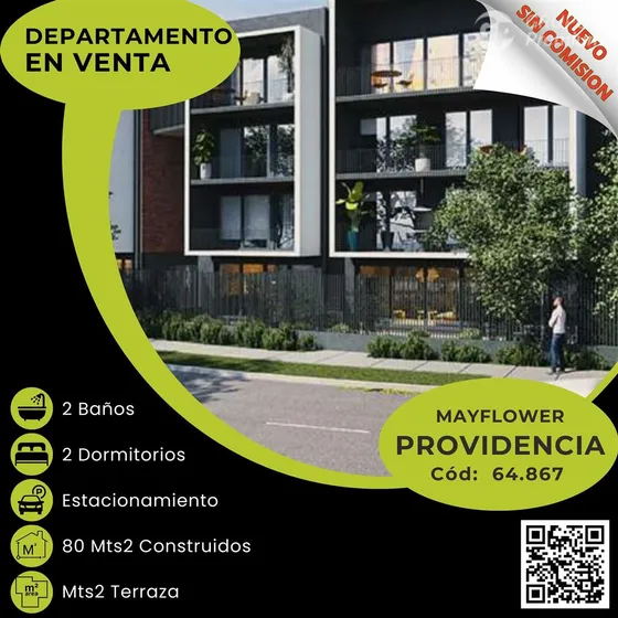 C64867 - Venta Departamento Nuevo Sin Comision - Providencia