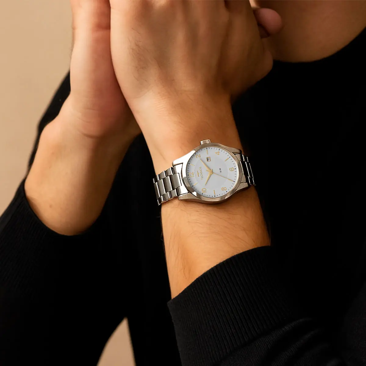 Relógio Technos Masculino Steel Prata Quartz Aço Inox Com Calendário — foto 3
