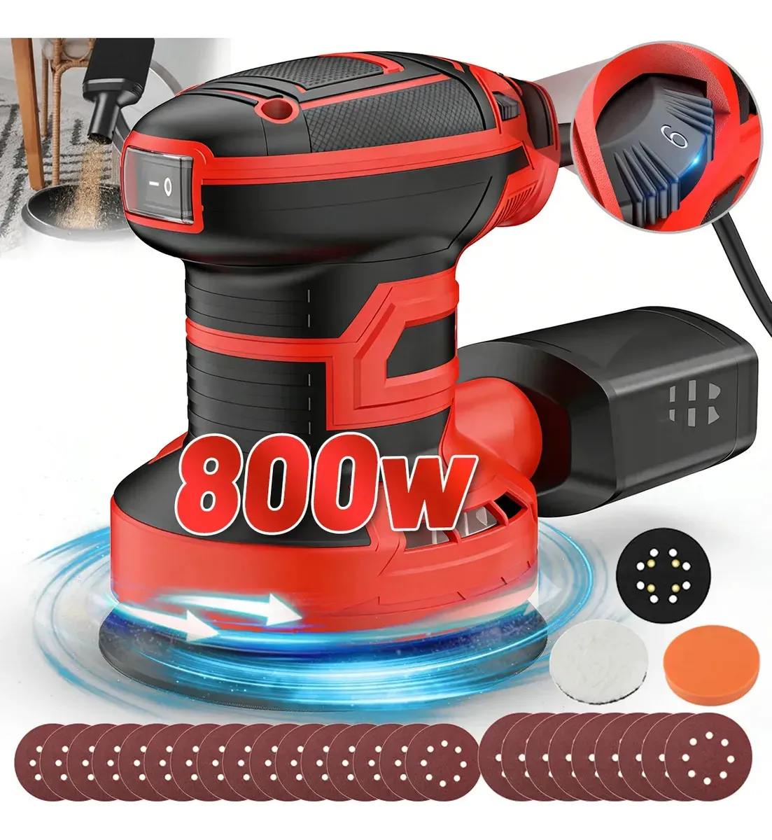 Lijadora Orbital Para Madera Rotorbital Electrica 800w