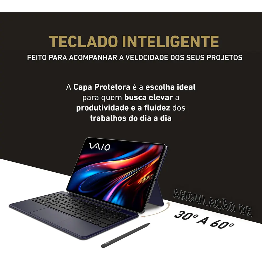 Tablet VAIO TL12 8GB 128GB Octa-Core Tela AMOLED 12.6” 2.5K com Teclado de Conexão Inteligente e Caneta Ativa 5G WiFi Câmera 13MP + Selfie 12MP 10.090mAh Android 15 – Preto - foto 3