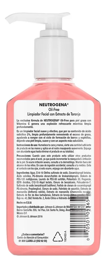 Gel Limpiador Facial Neutrogena Oil Free Toronja 177 Ml