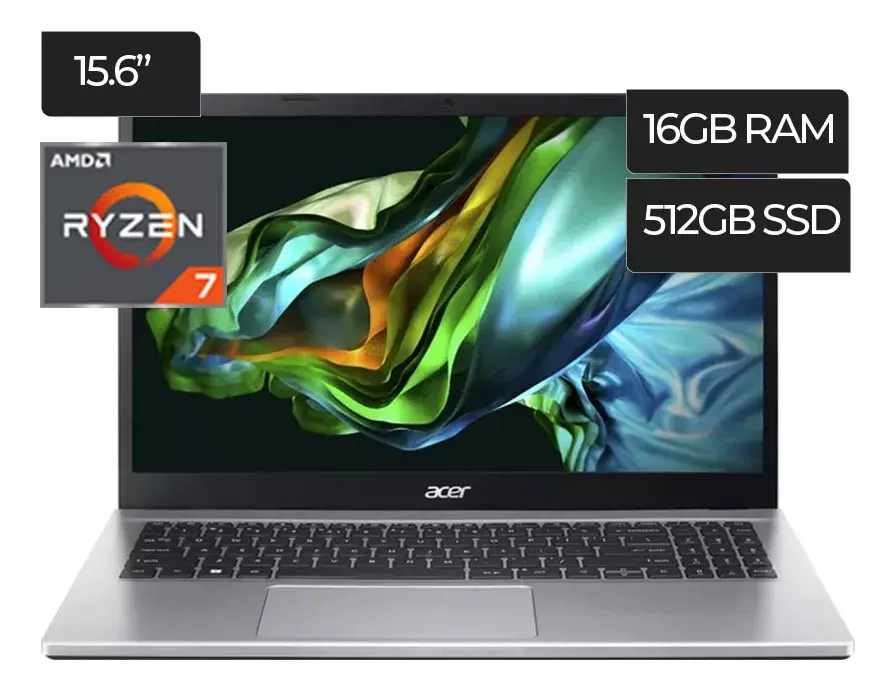 Notebook Acer Aspire A325-42 Ryzen 7 7730u 16gb Ram 512gb Ssd Pantalla 15.6 Full Hd Windows 11 Home Color Plateado