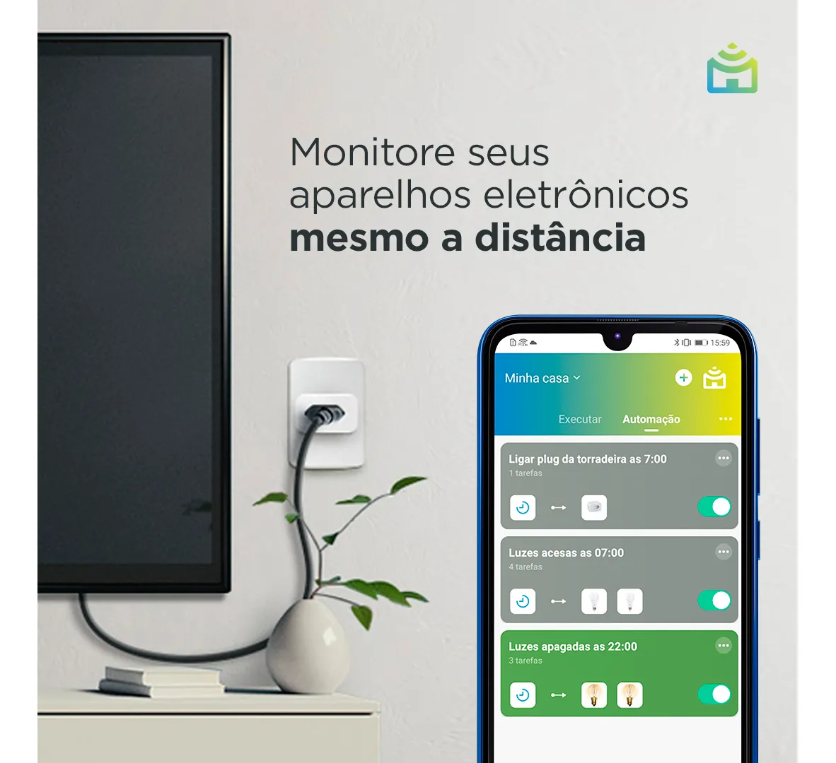 Kit Casa Conectada Positivo Casa Inteligente, 3 Itens (1x Smart Controle Universal, 1x Smart Plug Wi-Fi, 1x Smart Lâmpada Wi-Fi), Bivolt, Compatível com Alexa e Google - Imagem 3