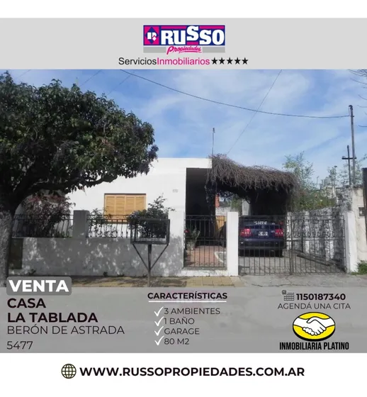 Venta Casa 3 Ambientes La Tablada