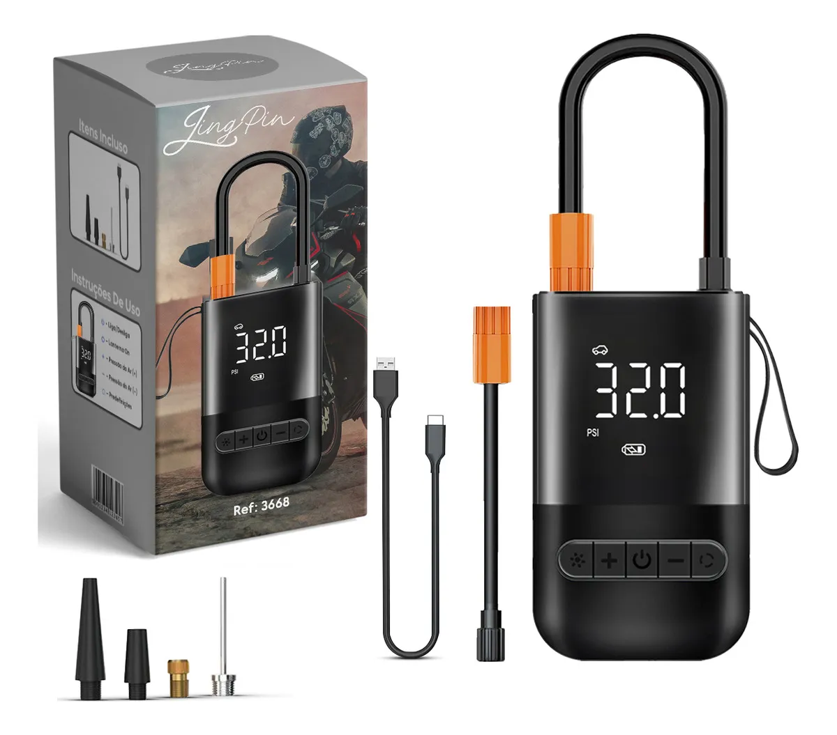 Compressor De Ar Portátil Digital 150psi Sem Fio Para Pneus Automotivos Carro...