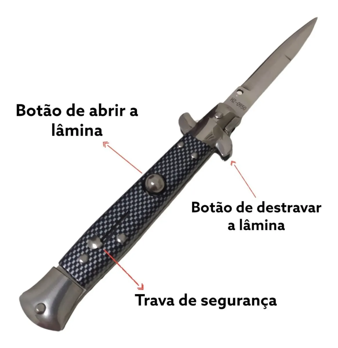 Canivete Italiano Mafia Preto Xadrez Alta Qualidade Stiletto