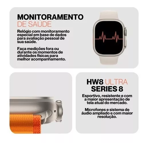 SmartWatch EW08 Relogio inteligente Série Ultra - BIOIMPORT