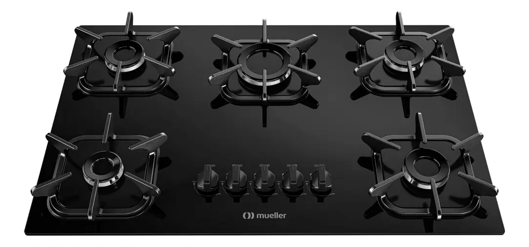 Cooktop Mueller 5 Bocas com Queimador Ultra Chama Preto