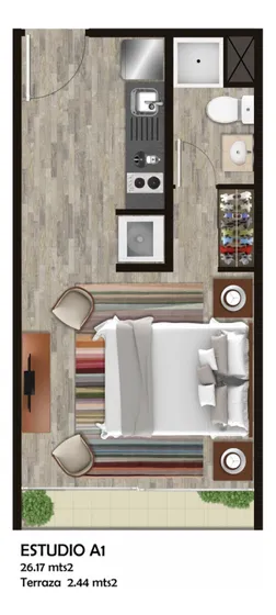 Arriendo  Depto Nuevos Estudio, Metro Rondizzoni