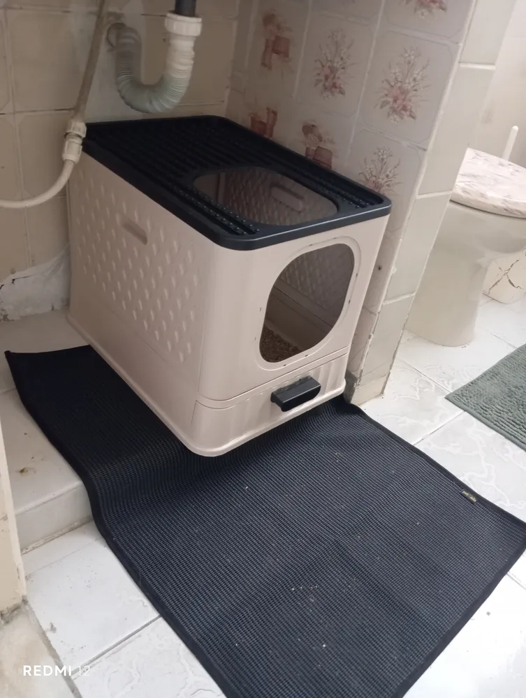 Caixa De Areia Para Gatos Fechada Grande Furba Sandbox Luxo Bege - Imagem 2