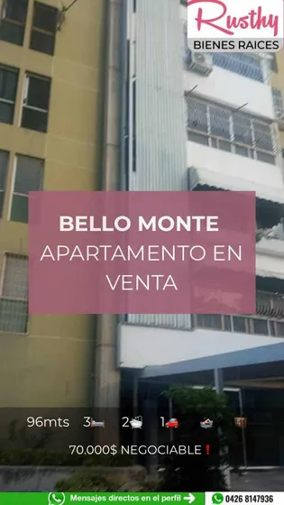 Apartamento En Venta Colinas De Bello Monte
