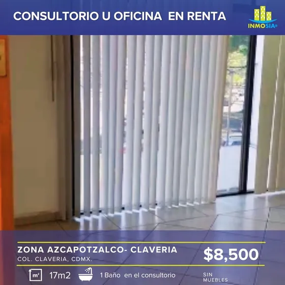 ¡consultorio/oficina En Clavería Con Estilo, Servicios Incluidos Y Ubicación Ideal! ¡haz Crecer Tu Negocio En Un Espacio Diseñado Para El Éxito! En Azcapotzalco, Cdmx.