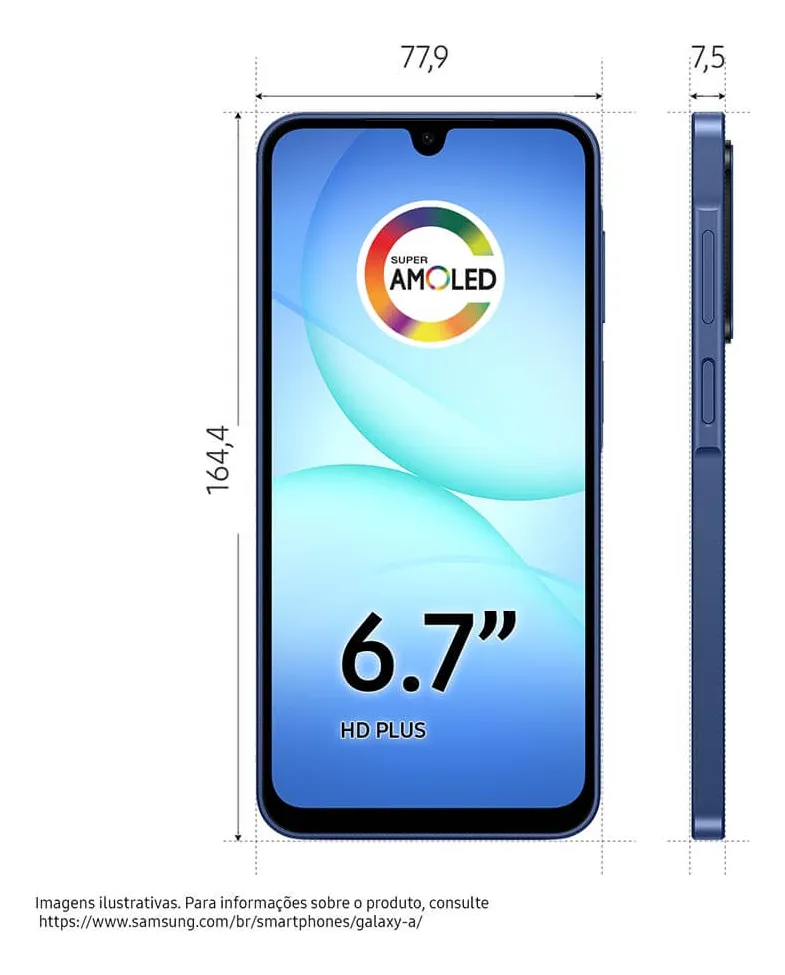 Celular Samsung Galaxy A17 5g Com Ia, 256gb, 8gb Ram, Câm De 50mp, Tela De 6.7 , Nfc, Ip54 - Azul - Imagem 3