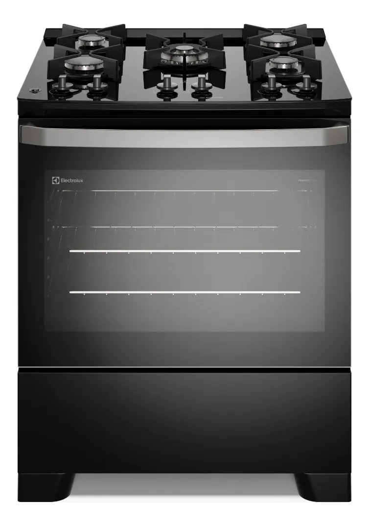 Fogão 5 Bocas Electrolux Preto Efficient Mesa de Vidro PerfectCook e Grades de Ferro (FE5GB) Bivolt