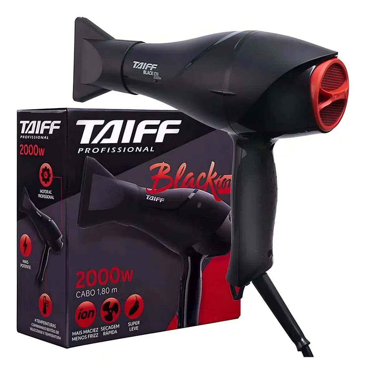 Taiff Black Ion Secador De Cabelo Profissional 2000w Cor Preto