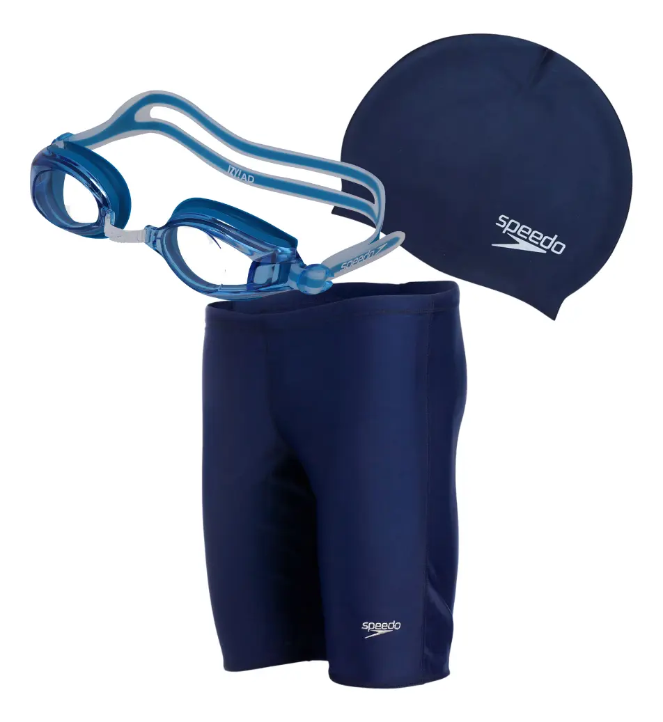 Kit Natação Speedo Bermuda Xtra + Óculos Izy Ad + Touca