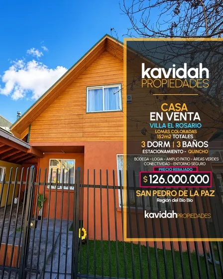 Casa 3d 3b 1e En Villa El Rosario, San Pedro De La Paz