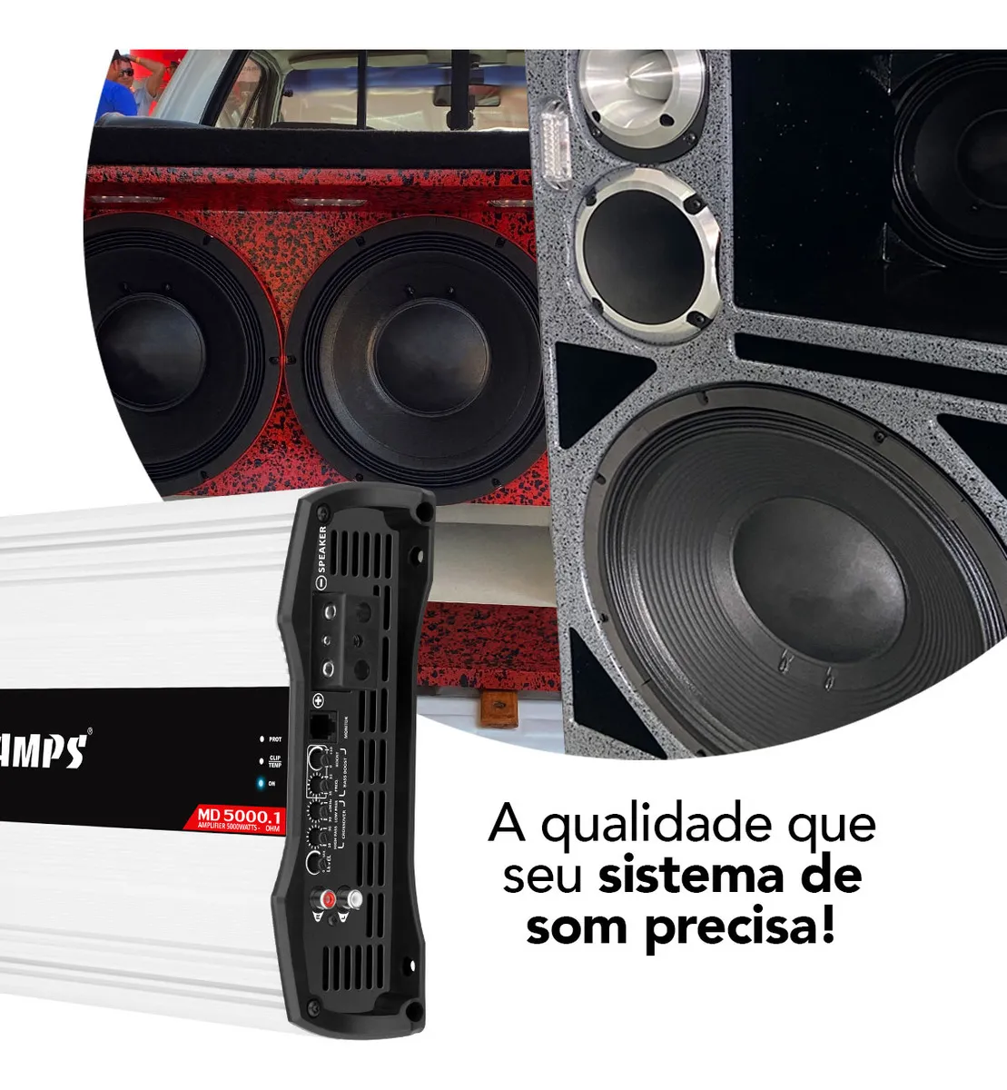 Modulo Taramps Md 5000 2 Ohms Amplificador 5000w Digital 12v Mono Potencia 5000W RMS 1 Canal 2 Ohm Full Range RCA MD 5k com Crossover HPF LPF Bass Boost Ideal para Sub, Woofer, Drivers Som Automotivo - Imagem 2
