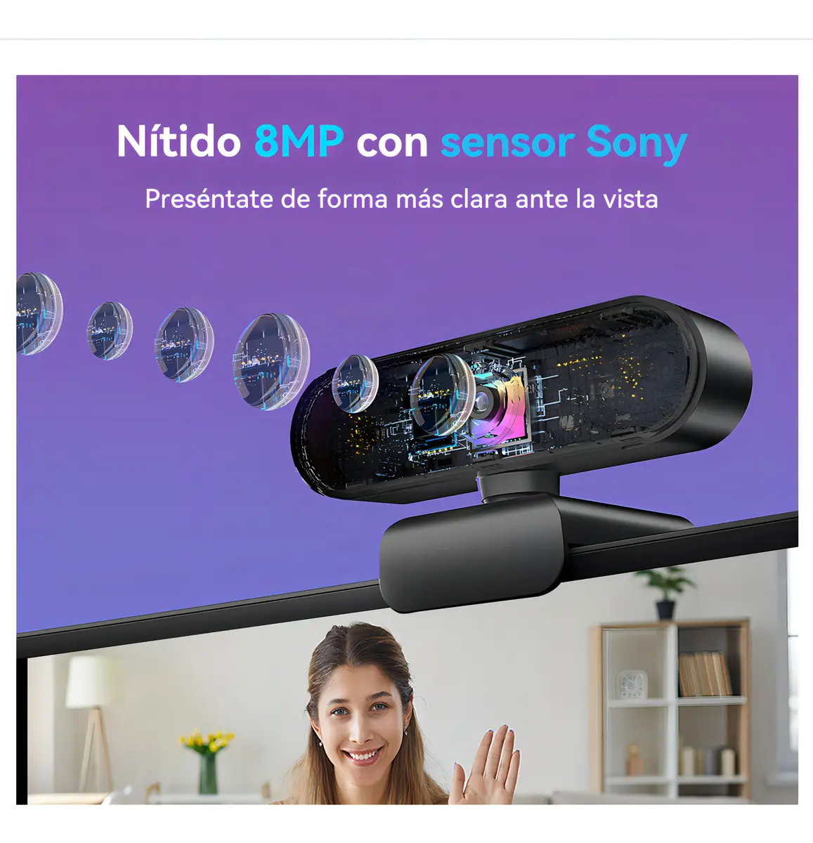 Emeet C960 4k Webcam 1080p 60fps Camera Para Pc Streaming Com Microfone Automático Kit Videoconferencia Preto