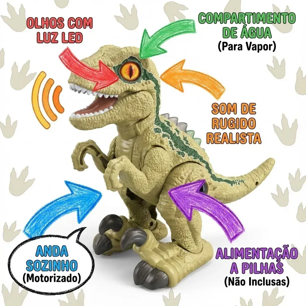 Dinossauro robô T-rex com embalagem colorida e atraente