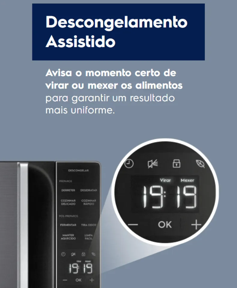 Micro-ondas Electrolux 36L cor Inox Efficient com Descongelamento Assistido ME36S - Imagem 2