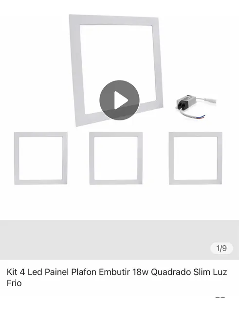 Vendo Kit 4 Led Painel Embuti 18w  Quadrado Luz Fria