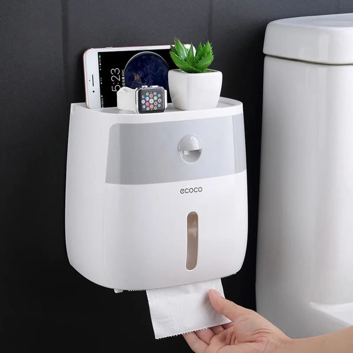Dispensador De Papel Higienico Con Cajon Baño