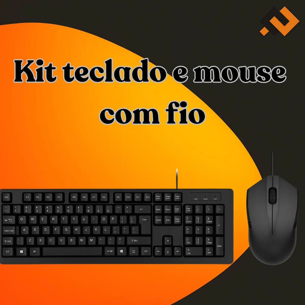 Kit Combo Teclado E Mouse Com Fio Usb Cor Preto Layout Abnt2 Piracomp - Imagem 2