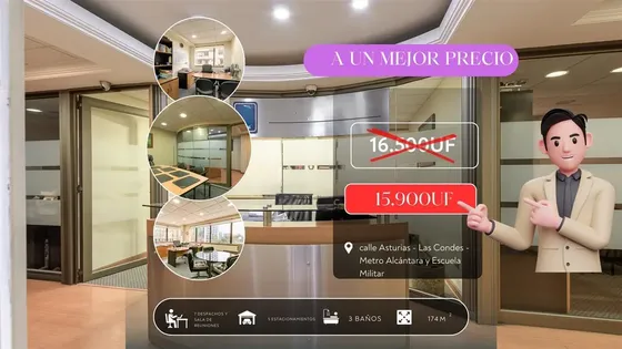 Venta Oficina Las Condes Barrio El Golf 174m2 Y 5 Estac.