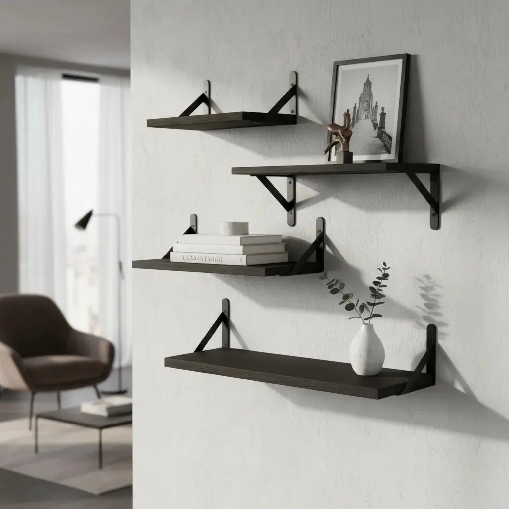 4 Repisas Flotante Madera Minimalista