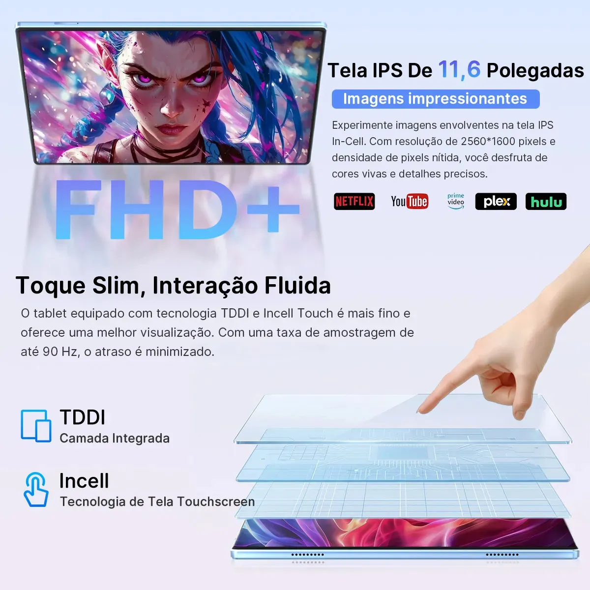 Tablet Hancdon S12 Android 15 12GB RAM 512GB Memória 11,6" Dual SIM Wi-Fi Kit Completo Com Teclado Mouse e Caneta Cor Cinza