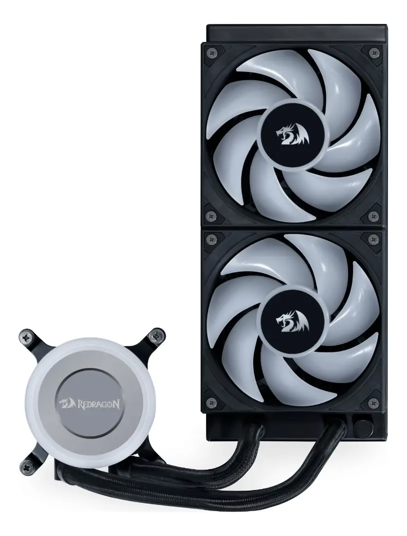 Water cooler Redragon X Lian Li Galahad II Lite 240mm com fans brancos em fundo branco