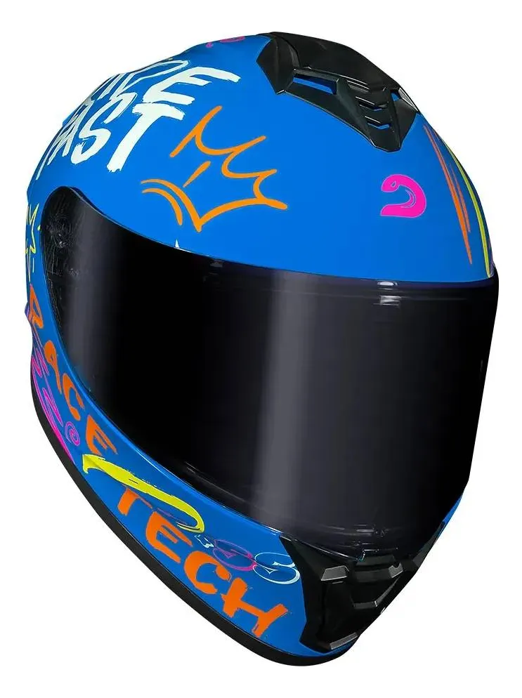 Capacete Race Tech Hit Faster Azul Tamanho Do Capacete 56 — foto 4