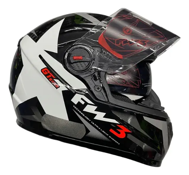 Capacete Integral FW3 GTX Preto e Branco Estrela para Adultos — foto 2