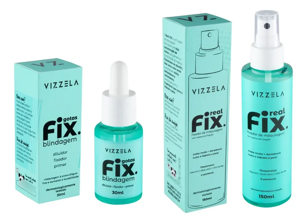 Kit Fixador Blindagem + Bruma Fixadora Vizzela + Tom Do Primer Incolor
