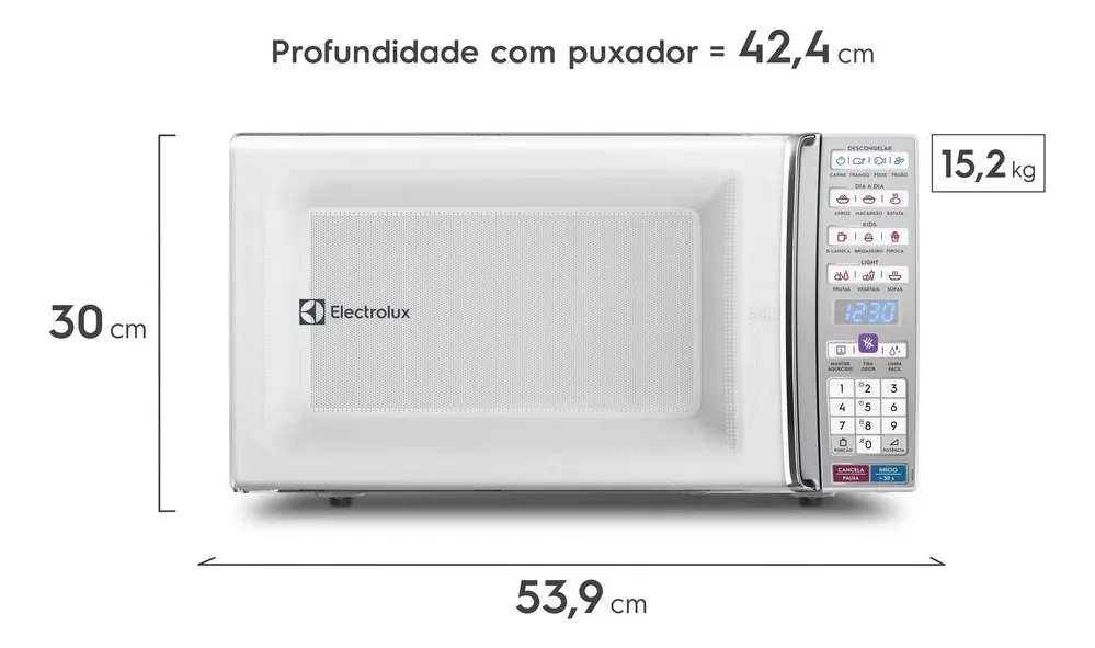 Micro-ondas Electrolux de bancada Branco com Função Tira Odor e Manter Aquecido 34L MEO44 - Imagem 2