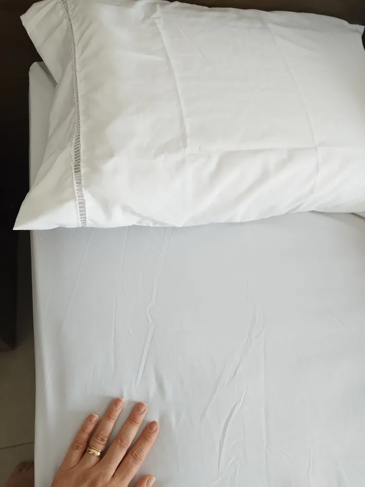 Jogo De Lençol Queen 3 Peças 400 Fios C/ Elástico Hotel Cinza Liso - Imagem 2