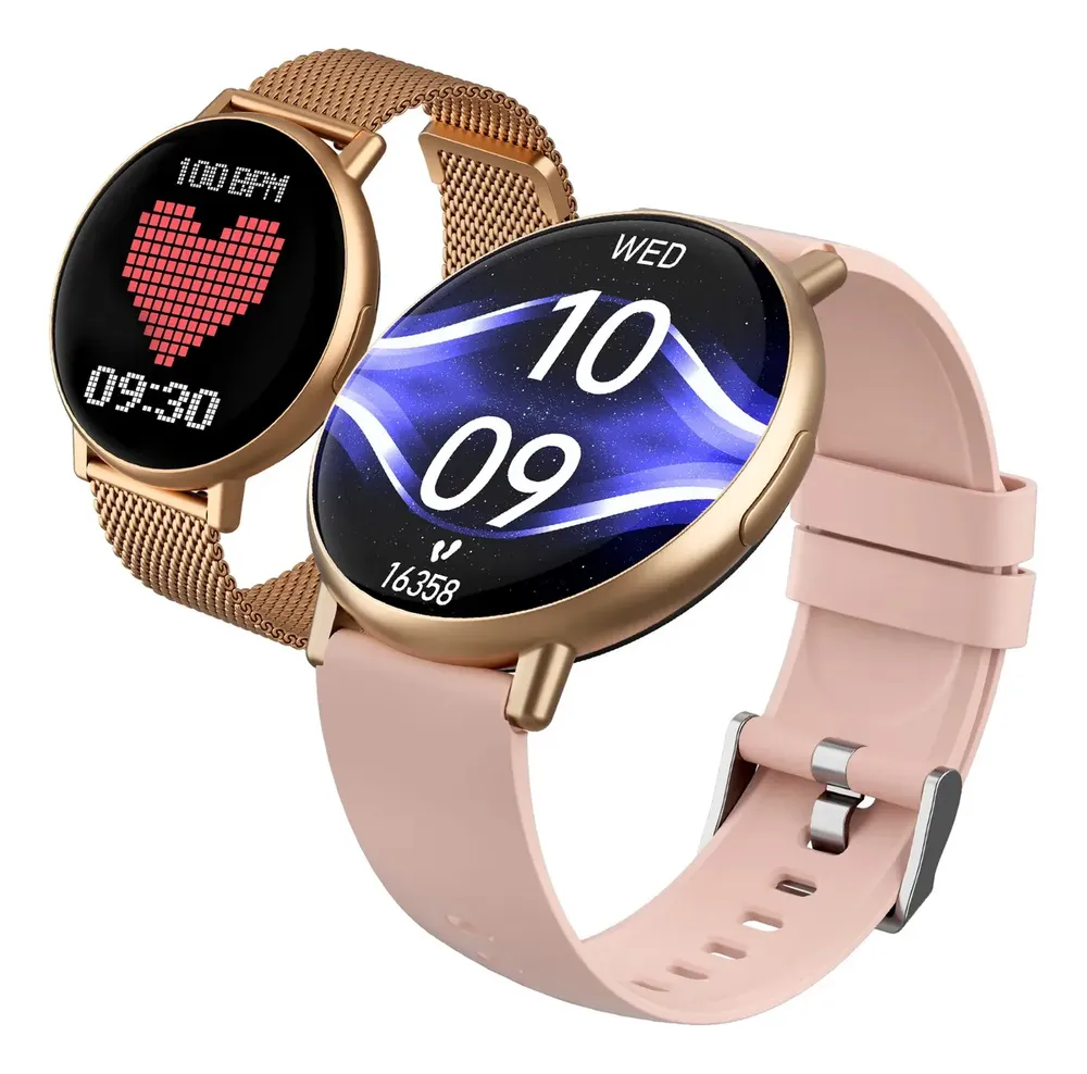 Relógio Smartwatch Forestory R1 Smart Watch Inteligente Redondo Bluetooth Ip68 À Prova D'água Notificações Chamadas Relogio Corrida com Android e iOS Com 2 Pulseiras Feminino Masculino Alumínio