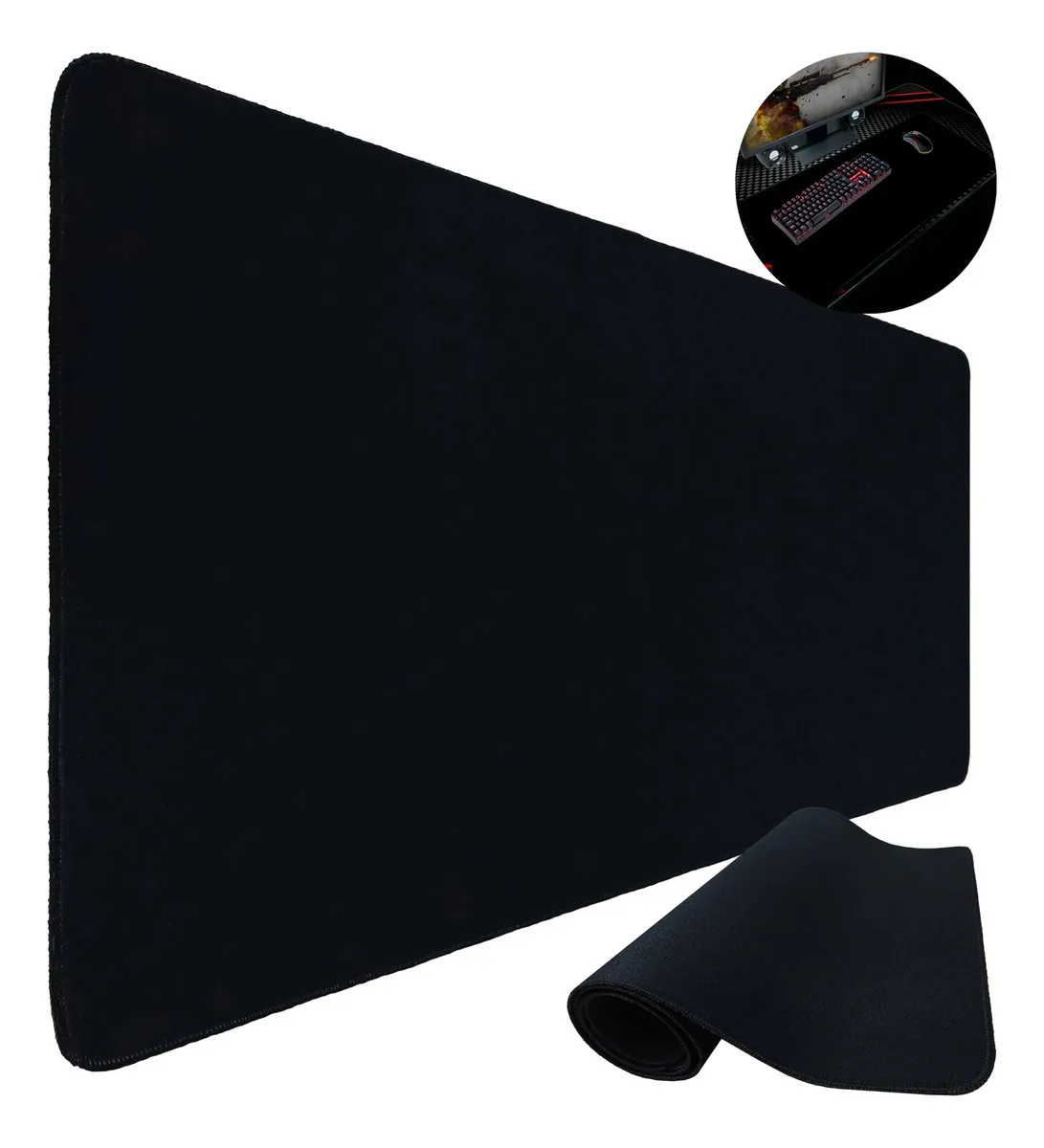 Mouse pad grande 90x40 preto liso
