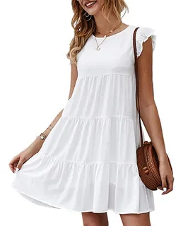 Vestido blanco suelto corto sale