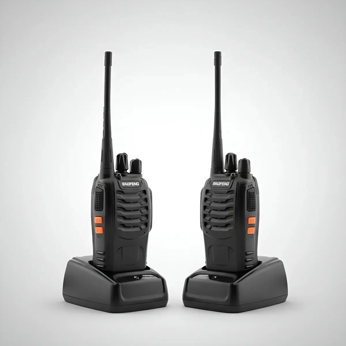 Walkie Talkie Bf-888s Negro Radio Transmisor Pack Duos Recargable Por Usb Con Linterna Led Integrada 16 Canales Uhf... 400-470 Mhz