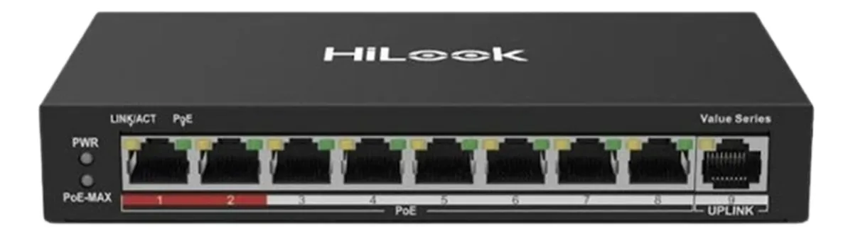 Switch de escritorio NS-0109P-60(B) de 9p 8 puertos PoE de 100 Mbps y 1 puertos