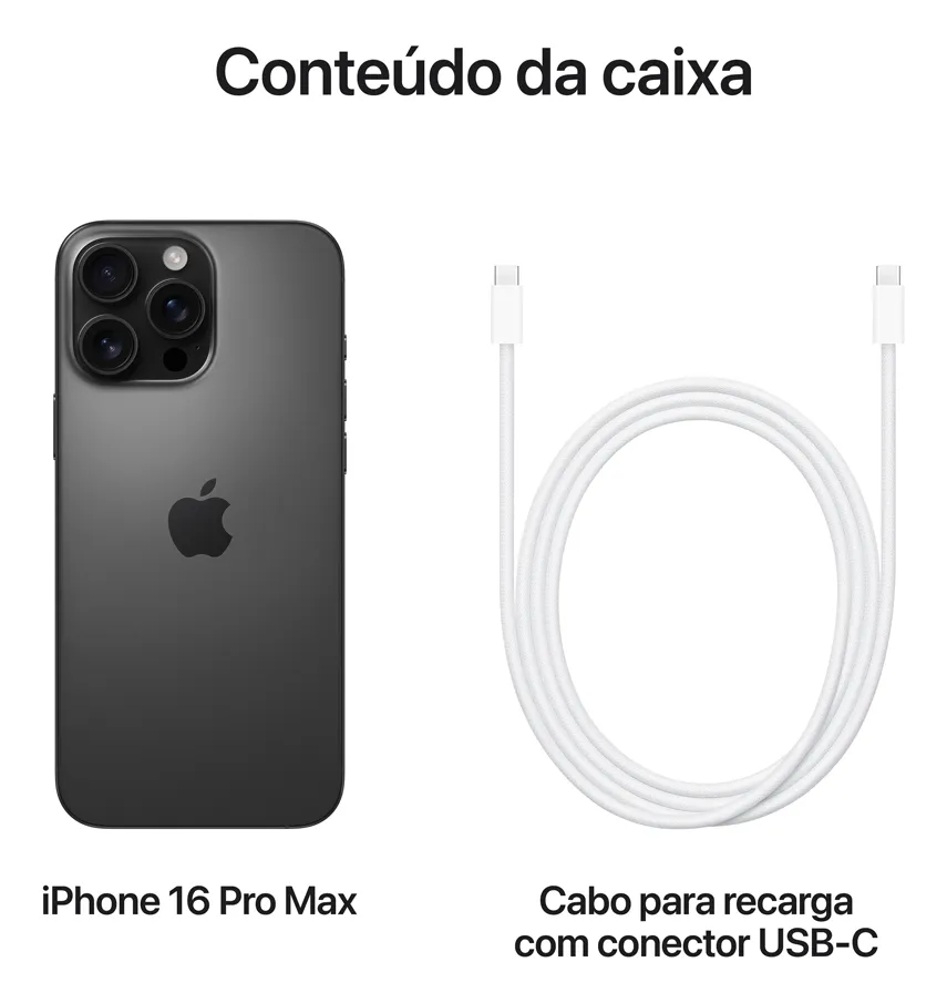 Imagem adicional 7 do item Apple iPhone 16 Pro Max A3084 eSIM 256GB 8GB RAM de 6.9" 48+48+12MP 12MP - Black Titanium