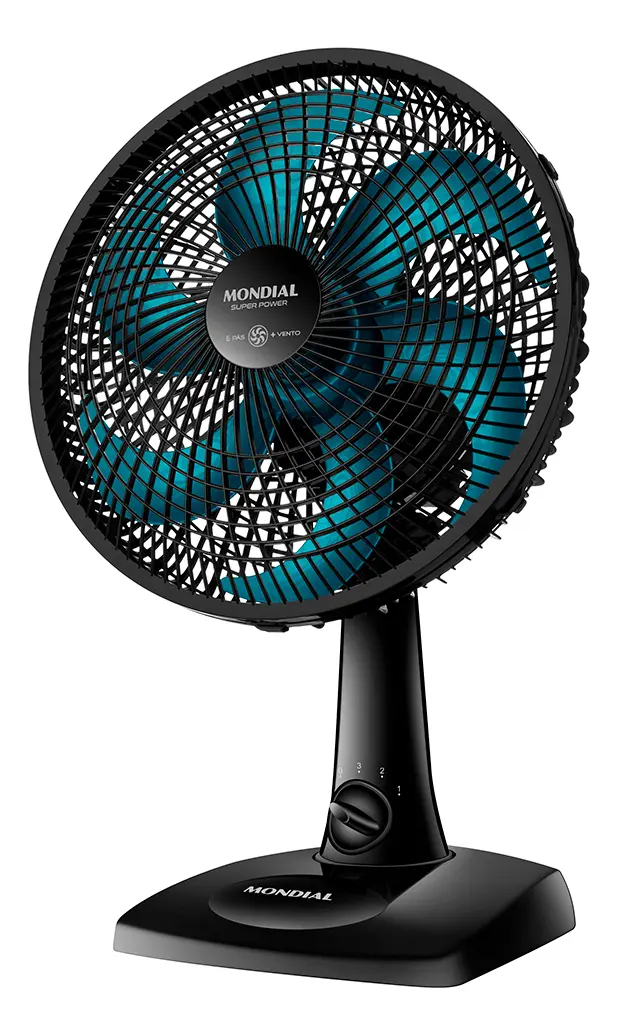 Ventilador de Mesa 30cm Super Power Mondial Preto/Azul Petróleo 60W VSP-30-AP