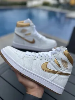 Jordan blancos con dorado shop