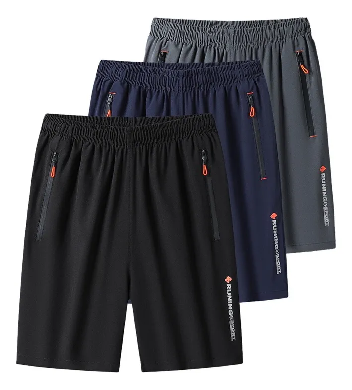 Bermudas dry fit azul marinho com detalhes brancos
