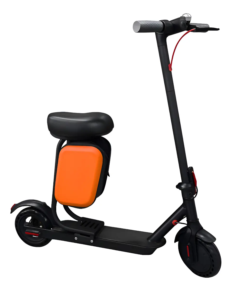 Patinete Elétrico Adultos C/ Banco Motor Scooter Bagageiro Cor Preto